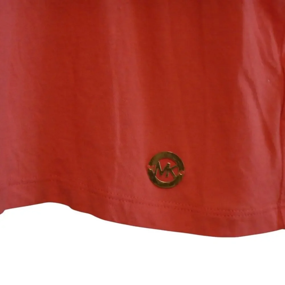 Michael Kors Top Blouse Ruffled Cap Sleeve Crewneck Orange Red Size XL